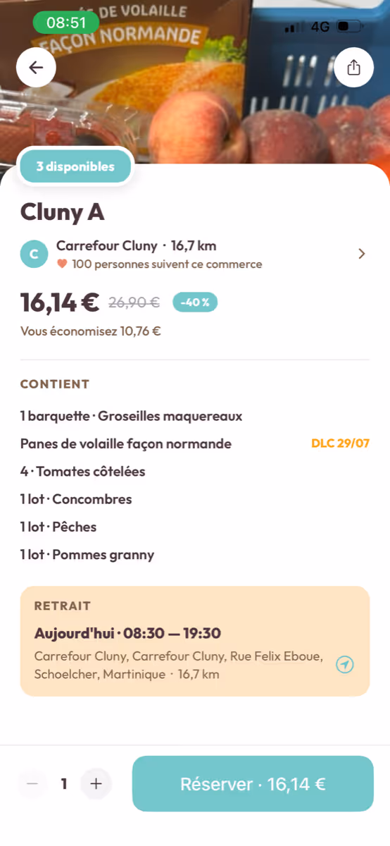 Fiche offre Kopa : la liste des produits contenus, avec les dates limites